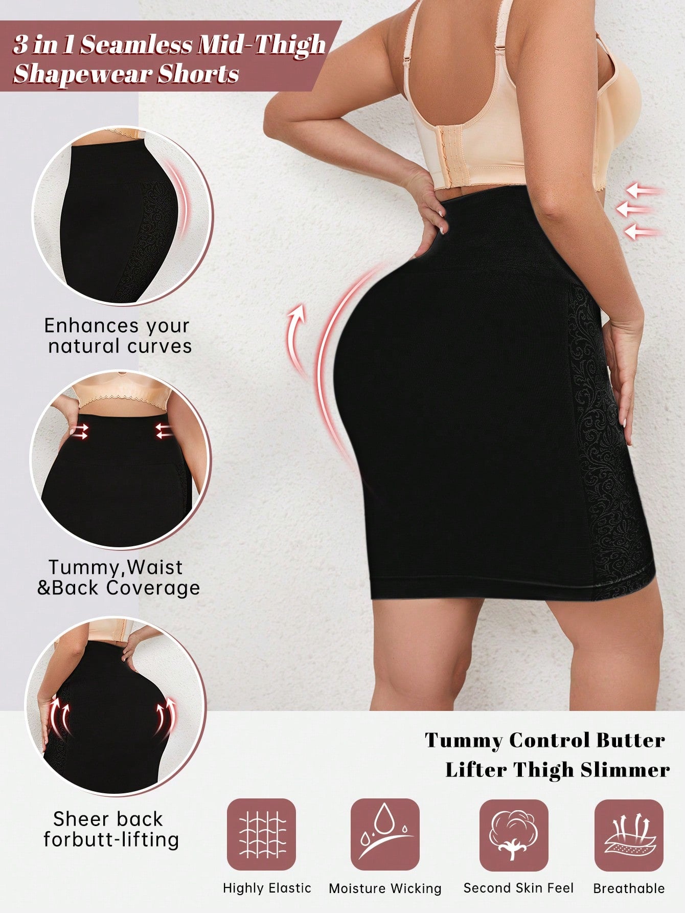 Women's Firm Control High-Waisted Shapewear Skirt - Butt Lifter & Thigh Slimmer Bodysuit