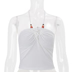 Fashionable Chic Versatile Slim-fit Short Sleeveless Halter-neck Base Tank Top