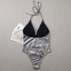 Silver Shiny Sexy One Piece Swimsuit