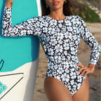 Tight Floral Cutout Sunscreen Conservative Swimsuit