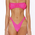 Solid Color Women's Split Chest Pad Swimsuit Bikini