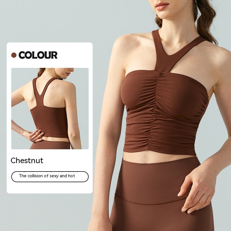Halter Spaghetti Straps Vest With Chest Pad One-piece Summer Skinny Inner Match Tube Top Sleeveless Top