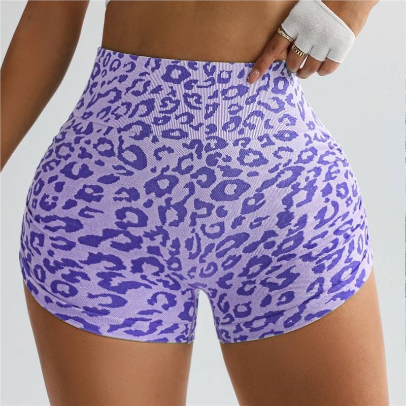 Athletic Leopard-Print Running Tight Yoga Shorts