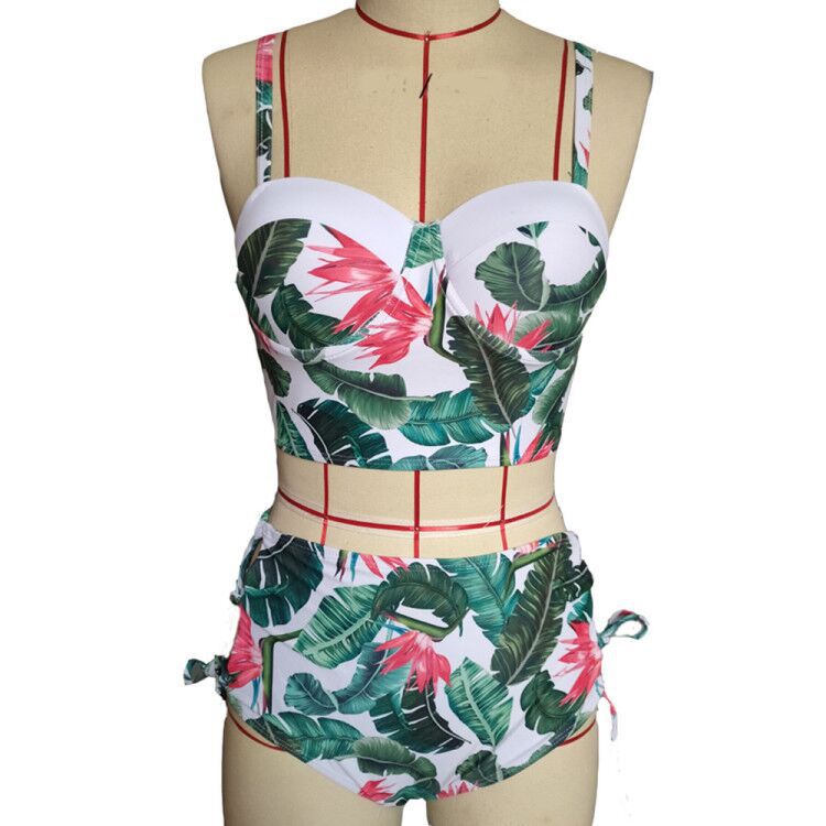 European and American leaf printing swimsuit