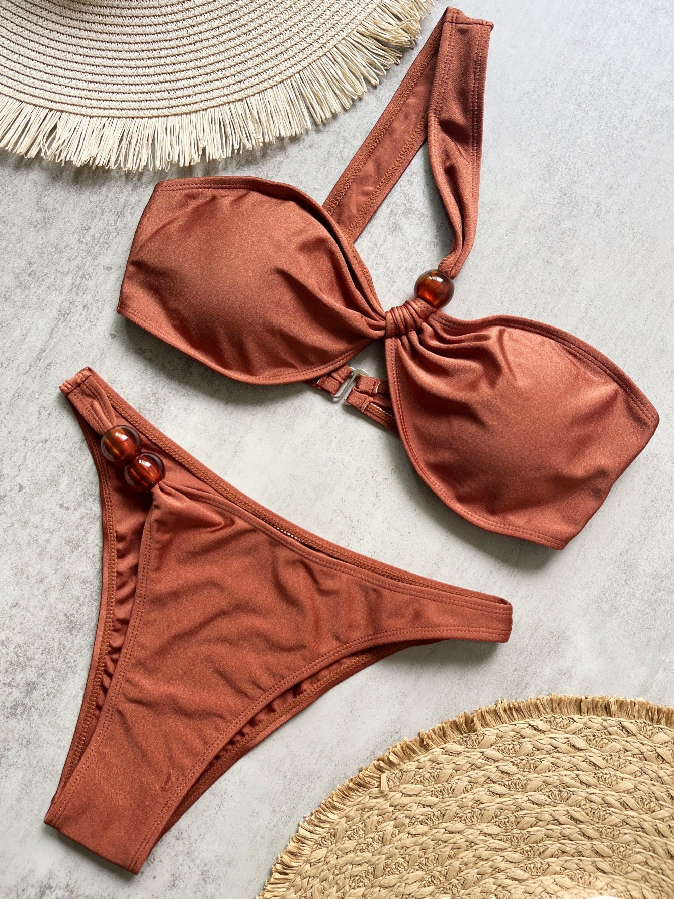 Pure Color Bikini Backless Split Swimsuit