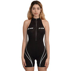 Women's sexy sleeveless high neck printed sports jumpsuit