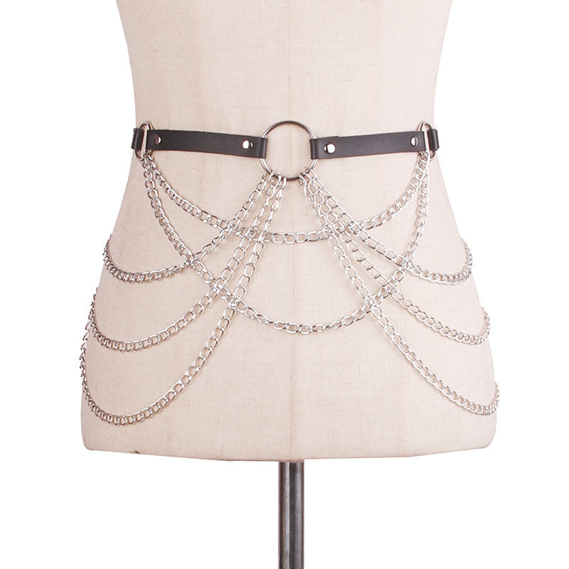 Multi-layer Cross Hollow Tassel Waist Chain