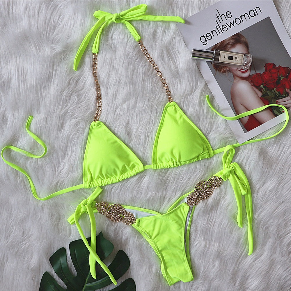 Solid Color Bandage European And American Swimsuit