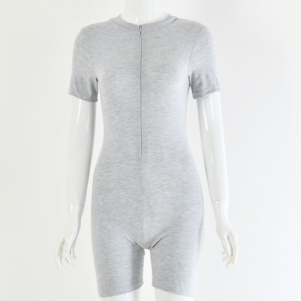 Round neck short sleeve jumpsuit