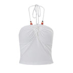 Fashionable Chic Versatile Slim-fit Short Sleeveless Halter-neck Base Tank Top