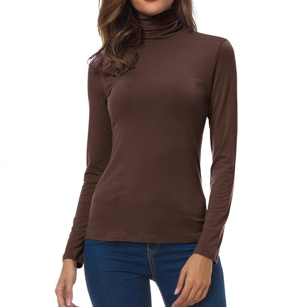 Solid Color High-neck Long-sleeved Base Layer