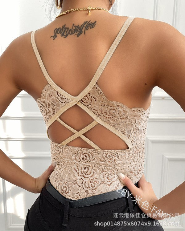 Lace Plus Size Spaghetti Straps Outerwear Vest Women's Slim Fit Inner Wear Bottoming Shirt