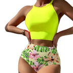 Womens Floral Print Two-Piece Swimsuit