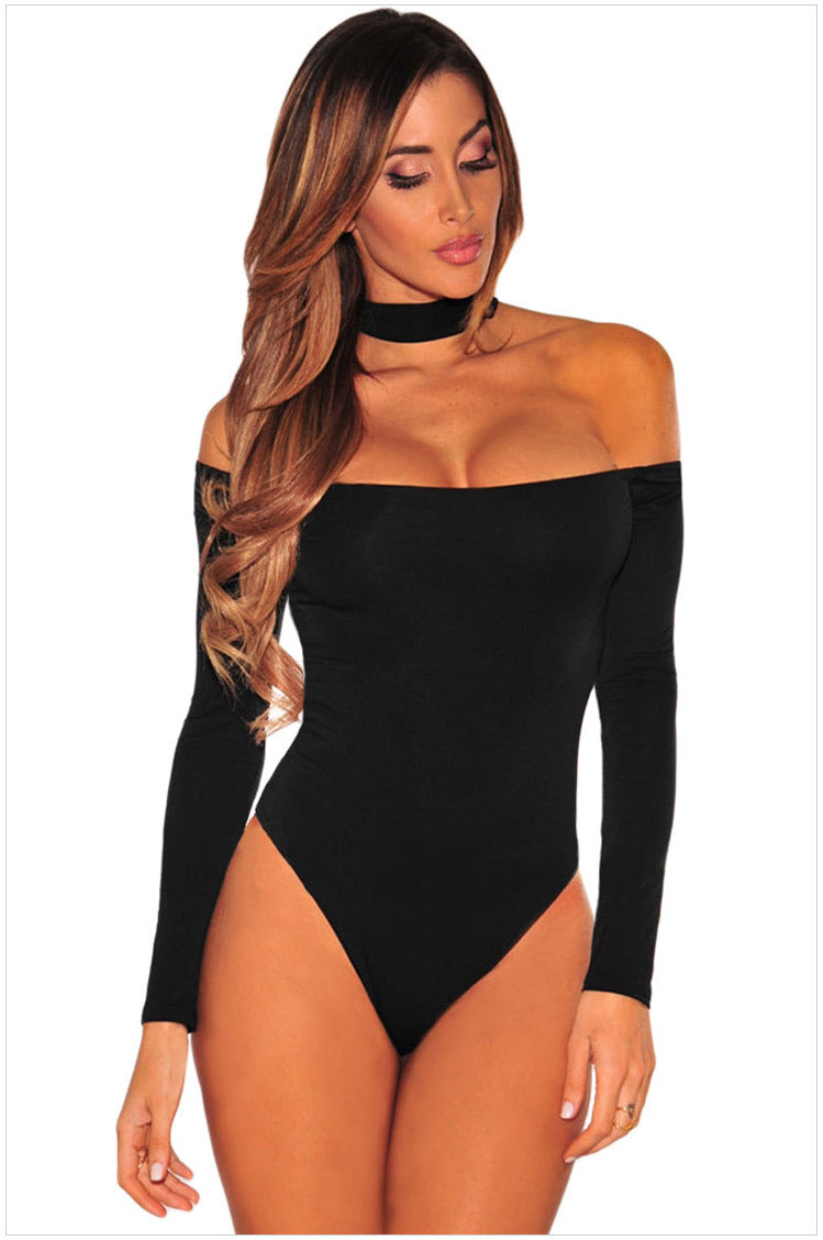Women's Halter Off-the-shoulder Long Sleeve Jumpsuit
