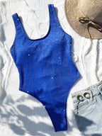 Gold And Silver Glitter One Piece Swimsuit