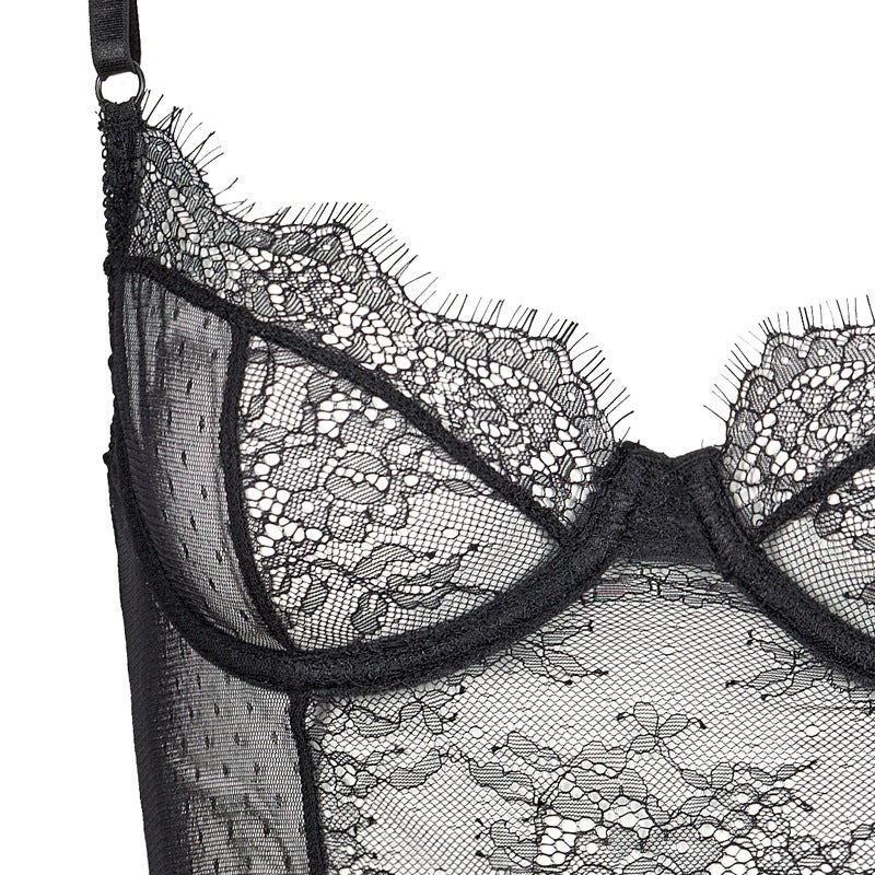 French Lace See-through Underwear With Steel Ring Sexy Inner Wear