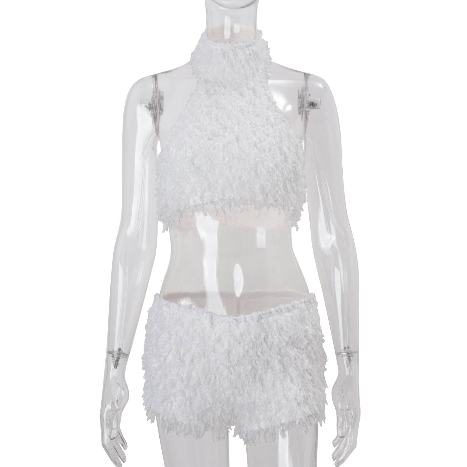 Turtleneck Plush Thermal Base-layer Top And Sexy Shorts Set