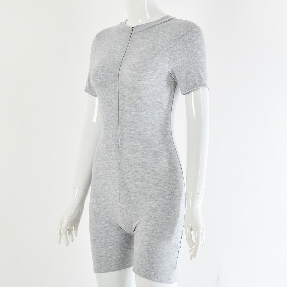 Round neck short sleeve jumpsuit