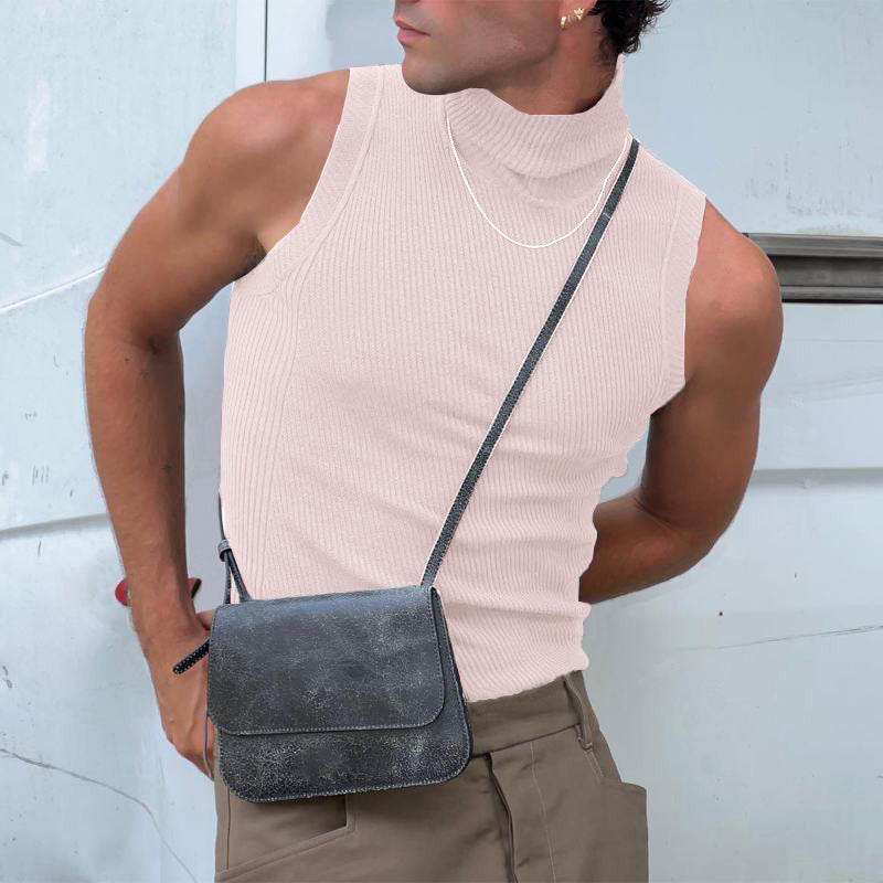 Mens Fashionable Solid-Color Sleeveless Base Layer Tank Top
