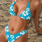 Sexy Triangle Two-Piece Bikini Printed Swimsuit Women