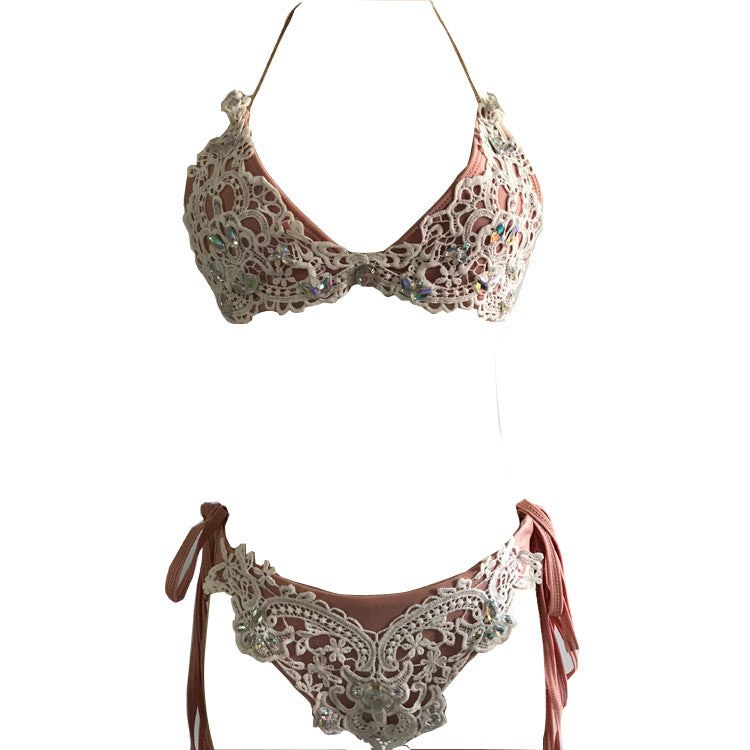 European And American Swimsuit Women's Embroidered Split Bikini