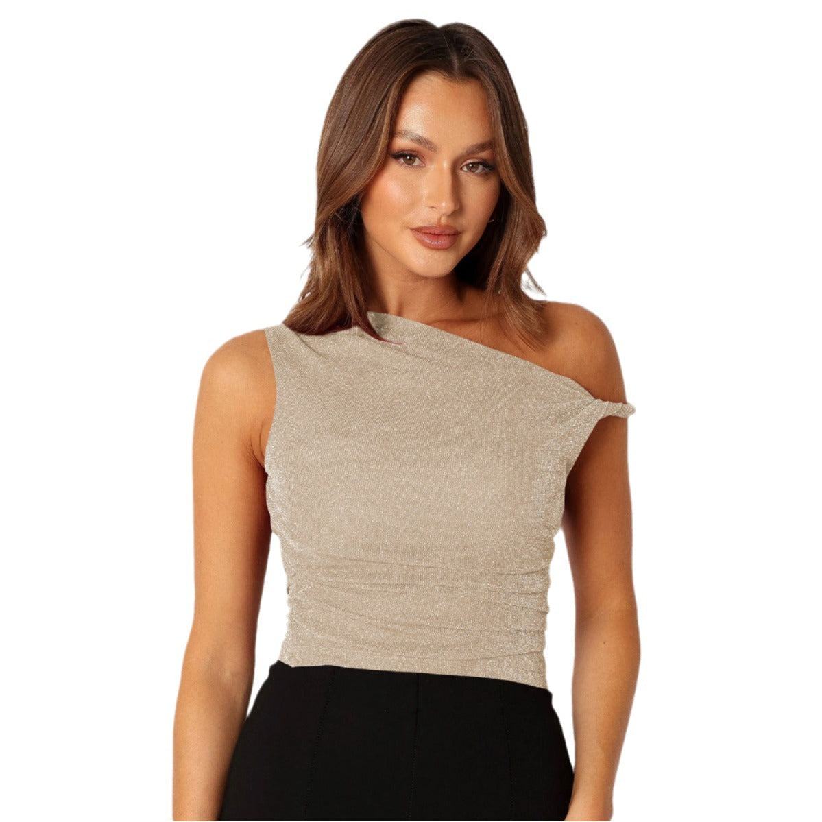 European And American Spring Summer Slim-fit Inner Vest Oblique Shoulder Pure Desire Women's Top