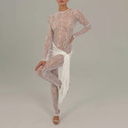 Women's Graceful And Fashionable Lace Up Lace Pattern Jumpsuit