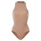 Sleeveless Outerwear Base Layer With Front Button Closure Tummy-control Bodysuit