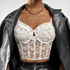 European And American Sexy Lace Embroidery Hollow Flower Inner Vest