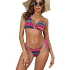 Split Bandage Swimsuit Female Knitting Bikini