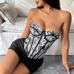 European And American Hot Girl French Jacquard Inner Wear High Sense Outer Wear Waist Shaping Fishbone Bra