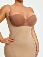 Women's Firm Control Full Coverage Shapewear Dress - Open-Bust Design With Adjustable Straps
