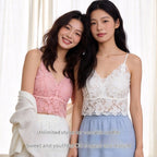 French-style Lace Mesh Camisole With Chest Pads Lightweight Outerwearbase Layer Top