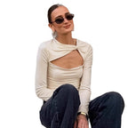 Women's Simple Elegant Inner Match Round Neck Bottoming Shirt Top