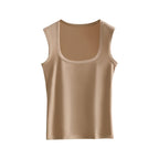 Womens Camisole Inner Layer Solid Color Square Neck Plus Size Sleeveless Base Shirt Slimming Bottoming Vest