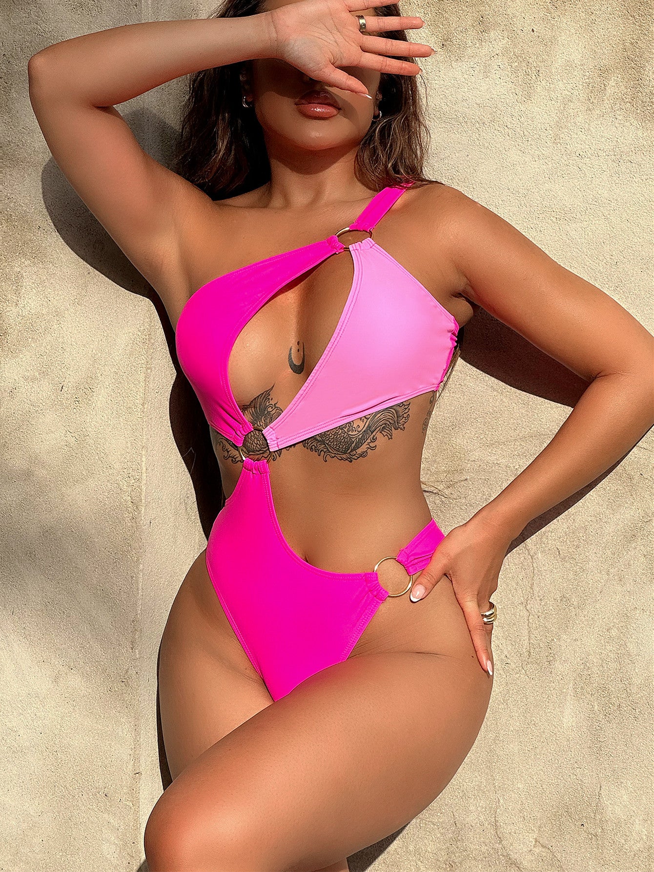 New Contrast Color One-piece Swimsuit