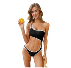 Nylon edging colorblock one-piece swimsuit