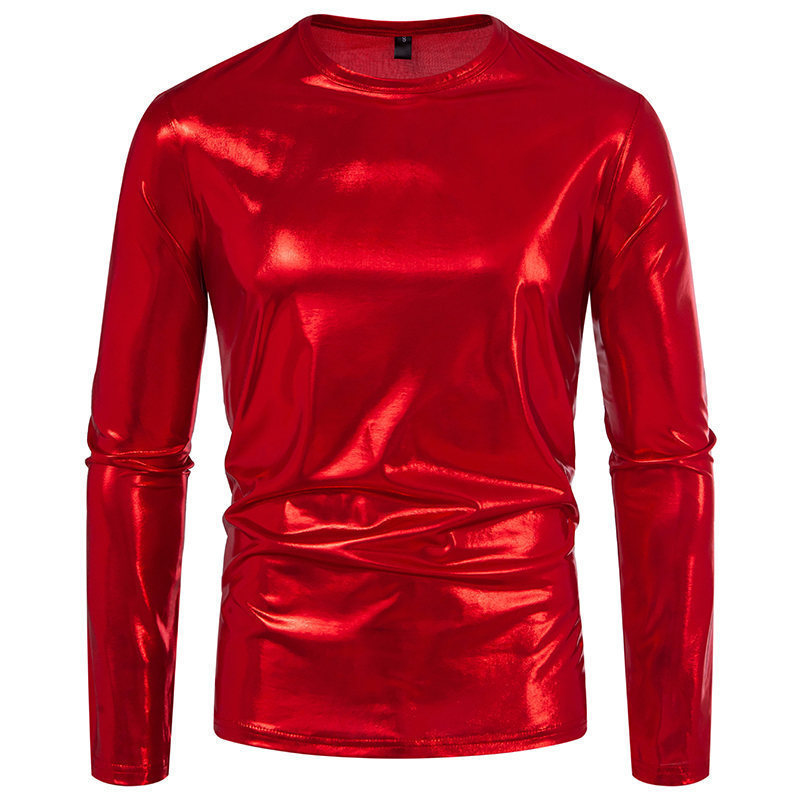 Men's Long-Sleeve Glossy T-Shirt Fashion Base Layer Shirt