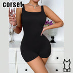 Women's Wide Strap Body Shaper Bodysuit - Tummy Control & Butt Lifter Shapewear With Push-Up Bust Support, Waist Cincher Corset For Postpartum Recovery & Firming