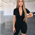 Round neck short sleeve jumpsuit