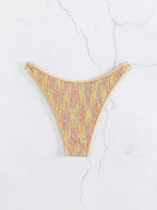Women's Swimsuit Sequined Lace-up Gold Bikini Swimsuit