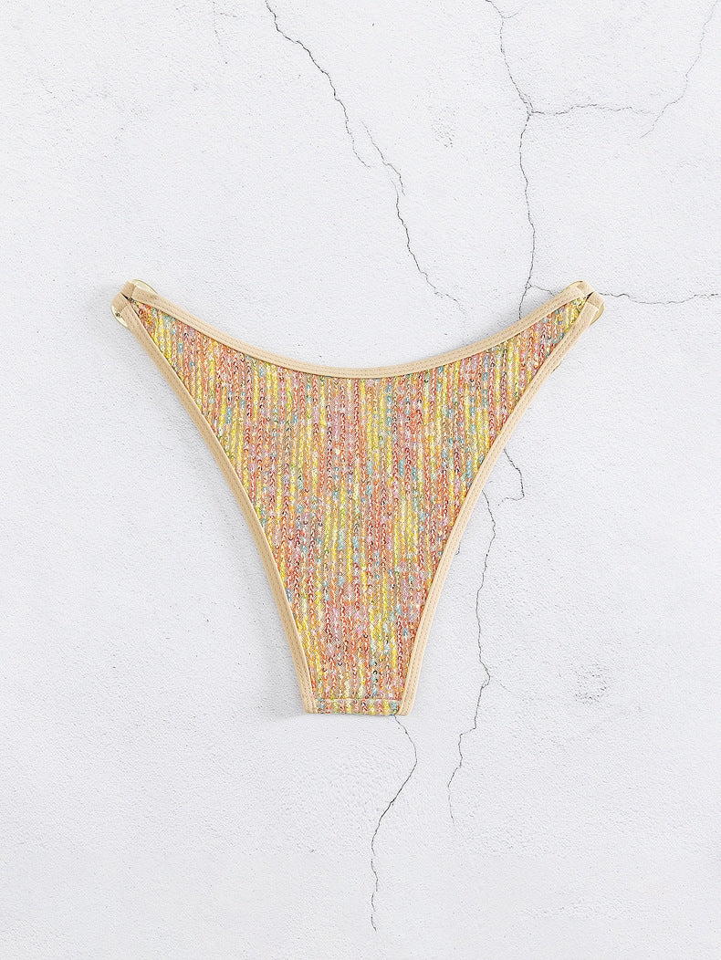 Women's Swimsuit Sequined Lace-up Gold Bikini Swimsuit