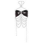 European And American PU Leather Cross Neck Hanging Chain Outer Wear Inner Wear Tube Top
