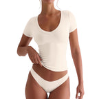 V-neck Short-sleeve Yoga Top For Workouts