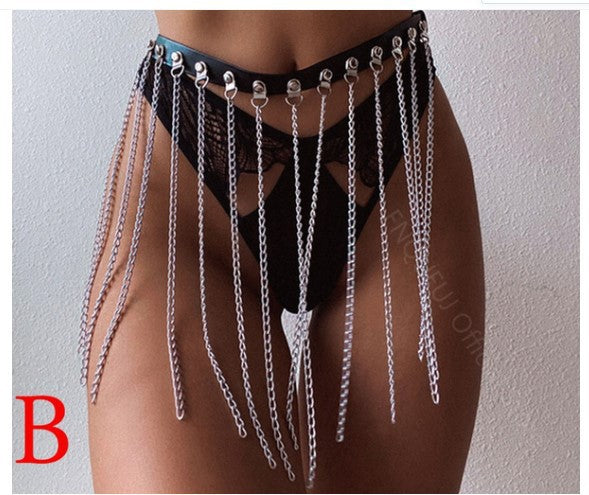 Multi-layer Cross Hollow Tassel Waist Chain