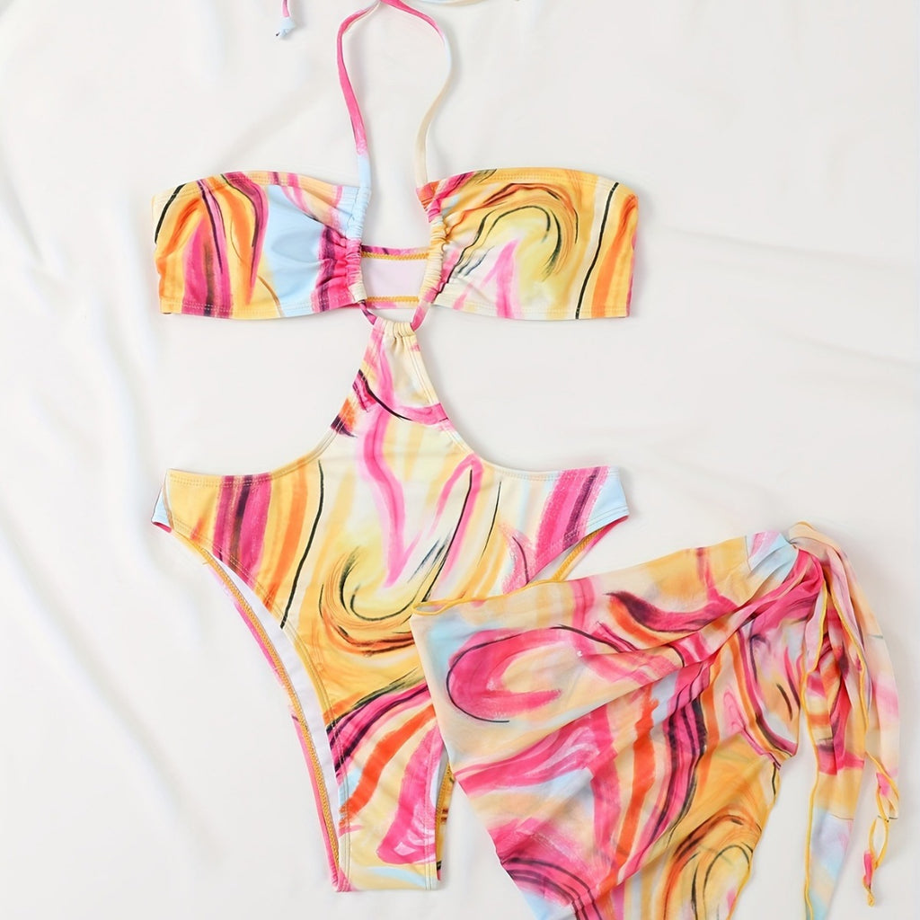 European And American Bikini Swimsuit Three-piece One-piece Swimsuit