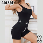 Women's Wide Strap Body Shaper Bodysuit - Tummy Control & Butt Lifter Shapewear With Push-Up Bust Support, Waist Cincher Corset For Postpartum Recovery & Firming