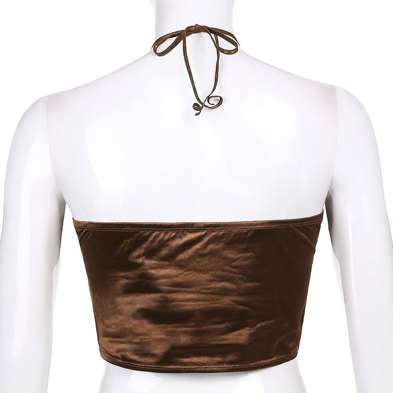 Sexy U-Neck Halterneck Satin Slim-Fit Base Vest