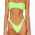 Solid Color Women's Split Chest Pad Swimsuit Bikini