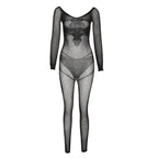 Women's Mesh See-through One-neck Hollow Jumpsuit